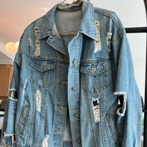 Oversized Destroyed Denim Jacket